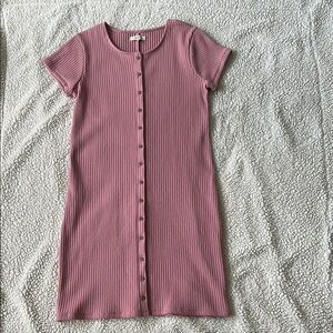 Madewell Button down Ribbed Dress Size M Pink New NWT